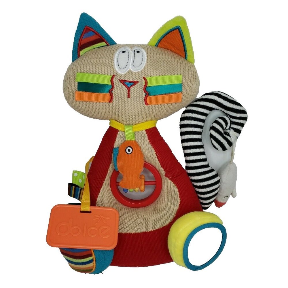 Infant Sensory Activity Center Dolce Taggy Kitty Plush Rattle Stuffed Animal 17″